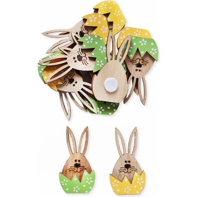 Zajíc přízdoba dřevo 12ks/6cm mix
