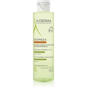 A-DERMA Exomega Control 2 in 1 emollient cleansing gel душ гел за суха към атопична кожа 200ml