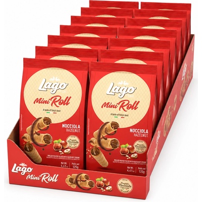 Gastone Lago Mini trubičky s lískovými oříšky a krémem 12 x 125 g