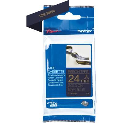 Brother TZE-RN54, 24mm x 4m, златен печат/tmavě син фон, оригинална лента (TZERN54)