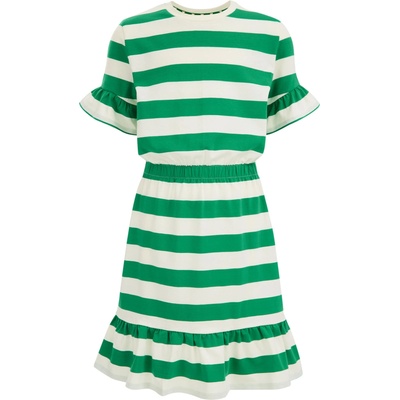 WE Fashion Рокля зелено, бяло, размер 158-164