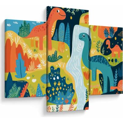 Obraz - Veselí dinosauři, třídílný 90x60 cm – Hledejceny.cz