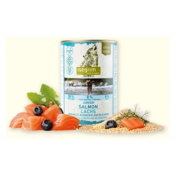 isegrim - Висококачествена консервирана храна за подрастващи кучета от 6 до 12 месеца, със сьомга и боровинки, 800 гр