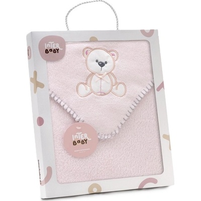 Interbaby Бебешко одеяло Interbaby - Мече, розово, 80 х 110 cm (00989-02)