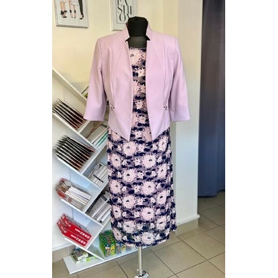 L&S Fashion Dámský kostýmek šaty + sako starorůžový Růžová Pudrová 0430002