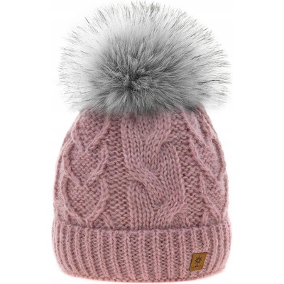 Fashionweek dámská čepice vlněn s bambulí Wool Vlna Růžová