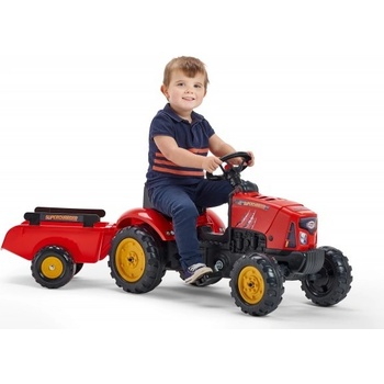 FALK Šliapací traktor 2030AB Supercharger červený s vlečkou