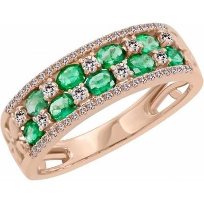 Eppi Zlatý prsten plný smaragdů a diamantů Beatriz R33972