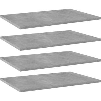 vidaXL Рафтове, 4 бр, бетонно сиви, 60x40x1, 5 см, инженерно дърво (805258)