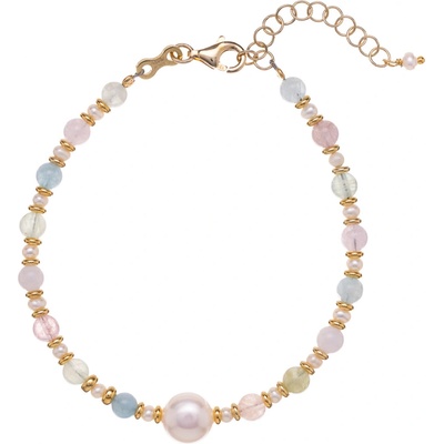 Alisia Okouzlující korálkový náramek s perlou a morganitem AL3817-Oro