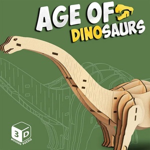 RAYA TOYS Дървен 3D пъзел Raya Toys - Age of Dinosaurs: Diplodocus, 38 части (517123246) - baby
