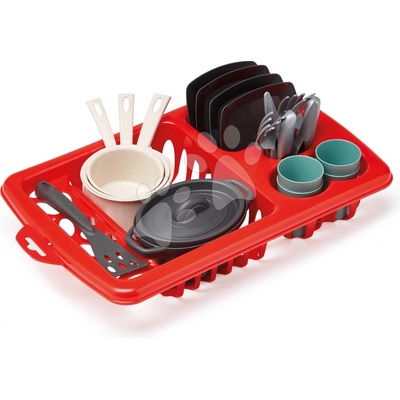 Écoiffier Odkapávač na nádobí Draining Board 100% Chef 25 cm s talíři skleničkami a příbory 19 dílů od 18 měsíců