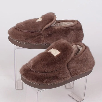 Дамски плюшени пантофи в цвят мока