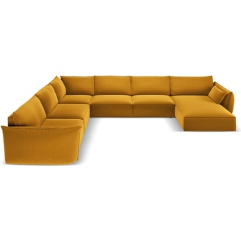 Mazzini Sofa Кадифен ъглов диван в цвят горчица (ляв ъгъл/U форма) Vanda - Mazzini Sofas (MAZ_UL_51_F1_VANDA4)