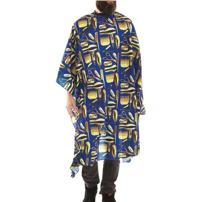 Xanitalia Kadeřnický plášť Barber TWIN BLUE na stříhání modrý podklad zlaté nástroje vodoodpudivý polyester