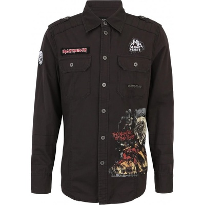 Brandit Iron Maiden Luis Vintageshirt košile s dlouhým rukávem černá
