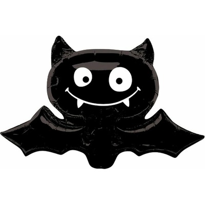 PartyDeco Fóliový balónek Netopýr ČERNÝ 80x52 cm