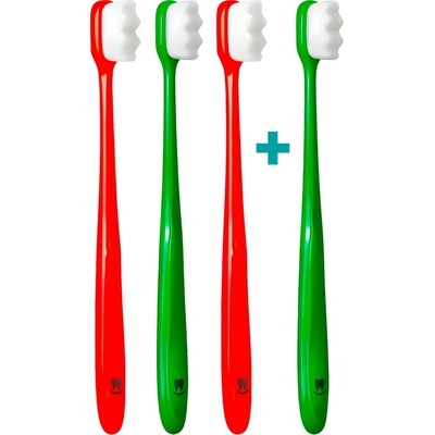 Nanosmile Ultrajemný zubní kartáček Red&Darkgreen 4 ks