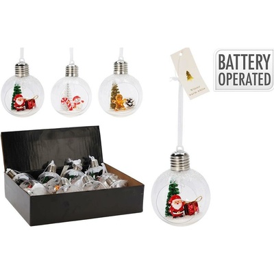 KOOPMAN Vánoční koule 80 mm s LED světlem a figurkami mix 3 provedení 599039