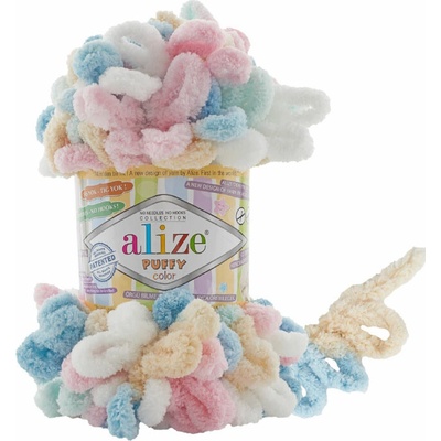Alize příze Puffy color 6523 béžová, růžová, mintová, modrá