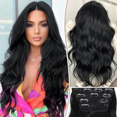 PORSMEER Clip in vlasové prodlužování 4 ks dlouhé clip in vlasové prodlužování vlasové prodlužování
