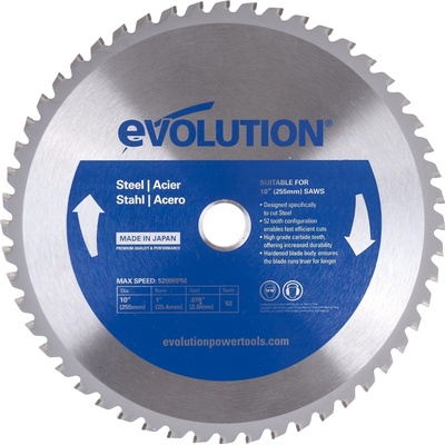 Řezný kotouč Evolution Steel 255 mm/52 zubů, otvor 25,4 mm