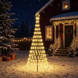 vidaXL LED Коледна Елха 250 см 290 LED светодиода Топло бяло Желязо (42053597)
