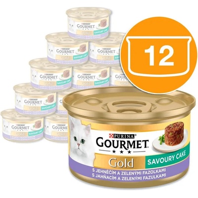 Gourmet Gold Savoury Cake s jehněčím a zelenými fazolkami 12 x 85 g