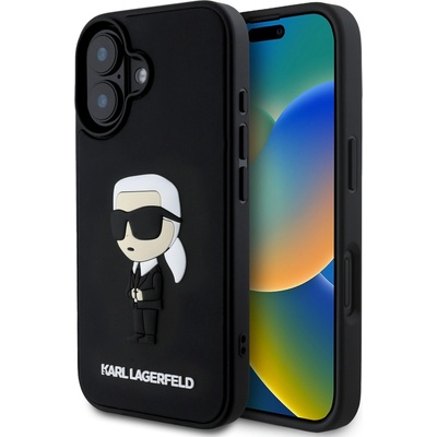 KARL LAGERFELD 3D Гумен Иконик Заден Калъф за iPhone 16 Черен Karl Lagerfeld | Lilav | ЖЕНИ | UNI