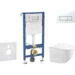 Geberit Duofix - Комплект за стенен монтаж, компактна тоалетна чиния Gaia и седалка softclose, бутон Delta50, алпийско бяло SANI11CA3151B (SANI11CA3151B)