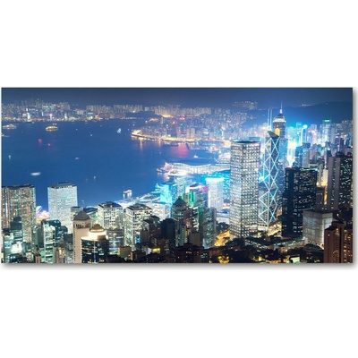 Foto obraz sklo tvrzené nočné Hongkong 100x50 cm