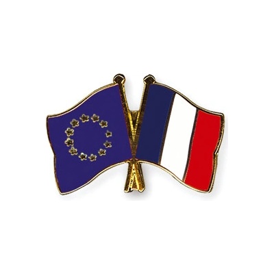 Odznak (pins) 22mm vlajka EÚ + Francúzsko - farebný