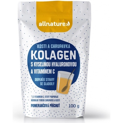Allnature Kolagén s kyselinou hyalurónovou a vitamínom C pomaranč 100 g