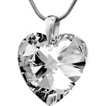 Swarovski Stříbrný náhrdelník bílé srdce 32071.1 Crystal