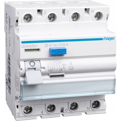 Hager Proudový chránič 4P 25A 0,03A A CDA425J