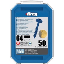 Kreg Blue-Kote Maxi-Loc Skrutky pre skryté spoje - 64 mm, hrubý závit, 50 ks SML-C250B-50