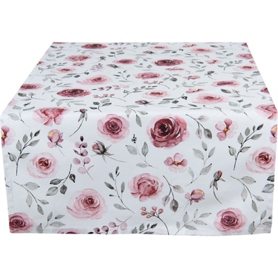 Clayre & Eef bavlna běhoun s růžemi Rustic Rose 50x140 cm