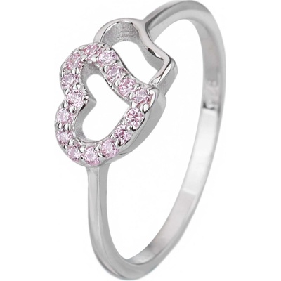 Bealio stříbrný prsten SRDÍČKA růžová 03 05300 2679