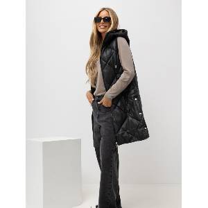 Honey Winter Дамски елек модел D2-3816-1.62 Honey Winter цвят черен