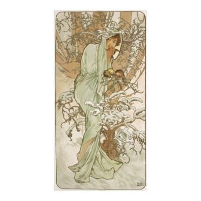 Pohlednice Alfons Mucha-Winter-pohled dlouhý A-9052