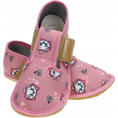 Papučky do škôlky ružové mačičky RAWEKS BAREFOOT Teddy T01