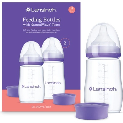 Lansinoh NaturalWave бебешко шише Medium 2x240ml