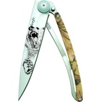 DEEJO 1cm021 tattoo brown camo / Ултралеко джобно ножче с алуминиева дръжка (1cm021)