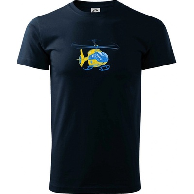 Vrtulník rescue klasické pánské triko námořní modrá velmi tmavá téměř černá