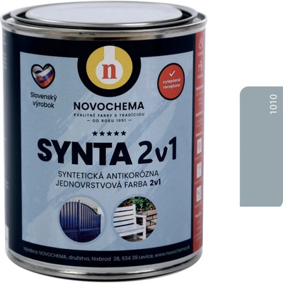 Novochema synta 2v1 syntetická antikorozní jednovrstvá barva 2v1 5 kg 1010 Světle šedá