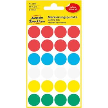 AVERY Етикет avery 3089 самозалепващ се маркер смесен 5 цвята 18 мм 96 маркера/опаковка (3089)