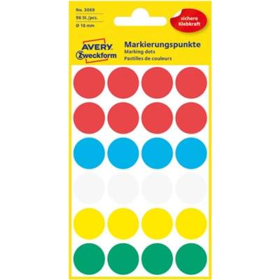 AVERY Етикет avery 3089 самозалепващ се маркер смесен 5 цвята 18 мм 96 маркера/опаковка (3089)