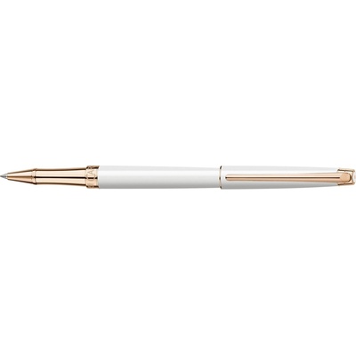 Roller Caran d'Ache slim Léman White Rose Gold černá náplň F bílé tělo