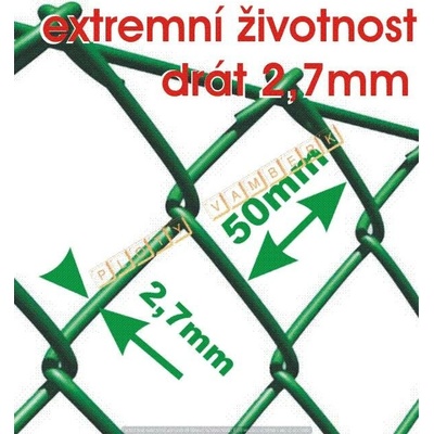 Poplastované pletivo 125 cm zelené 2,7 mm