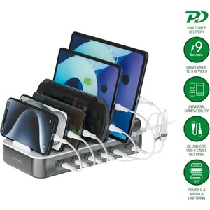 4smarts Team Charging Station 100W - док станция с 5xUSB-C и 1xUSB-A гнезда за зареждане таблети и смартфони (тъмносив)